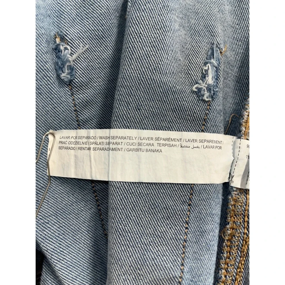 Zara Cargo Jeans‎ Girls 11-12 Blue Denim Cotton Stretch Medium Wash Straight Leg